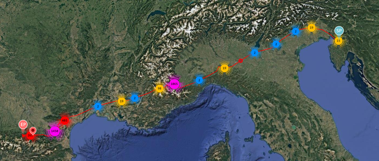 Selitvena pot Lokija od slovenskega Krasa do vznožja francoskih Pirenejev. 